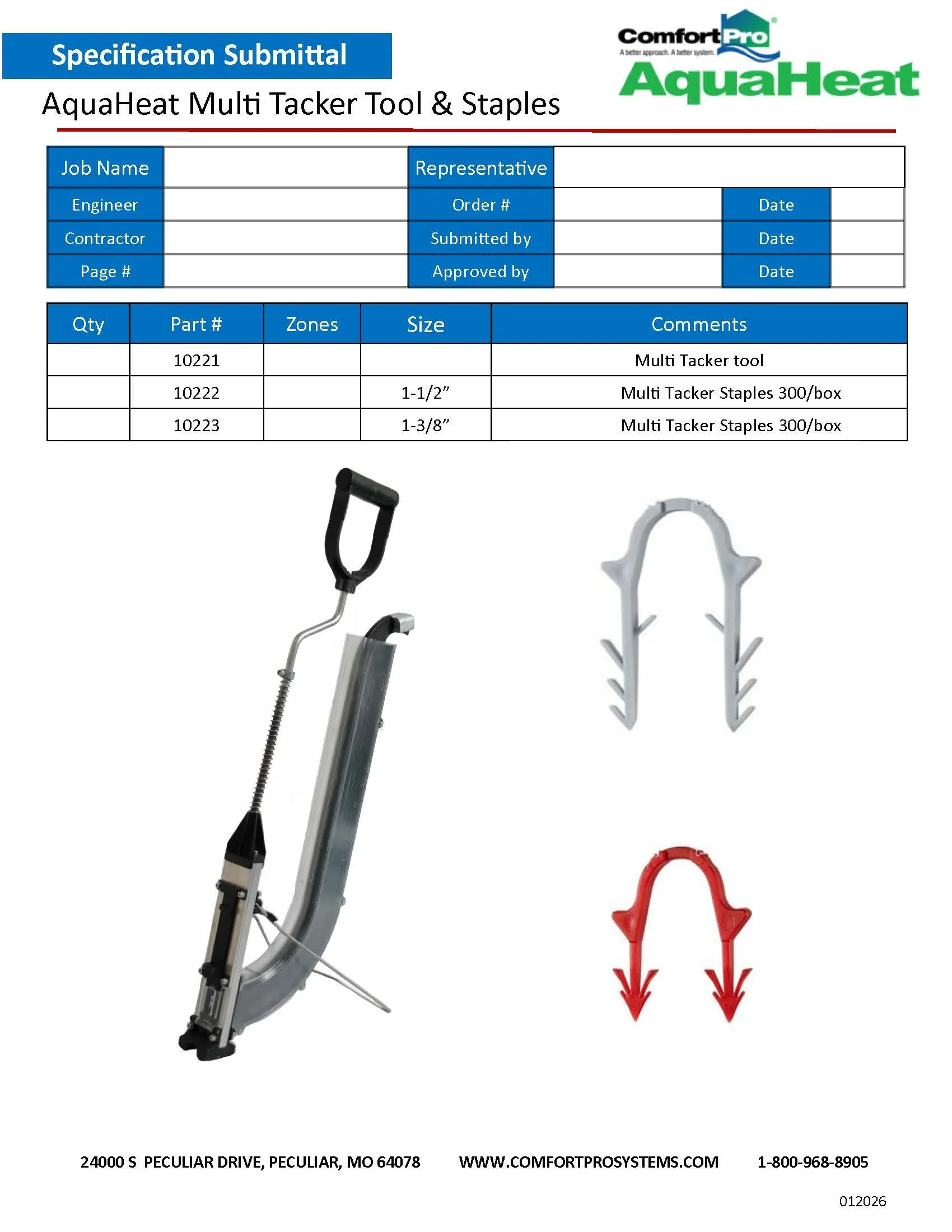 PDFs AquaHeat Submittal Forms — Comfortpro Systems